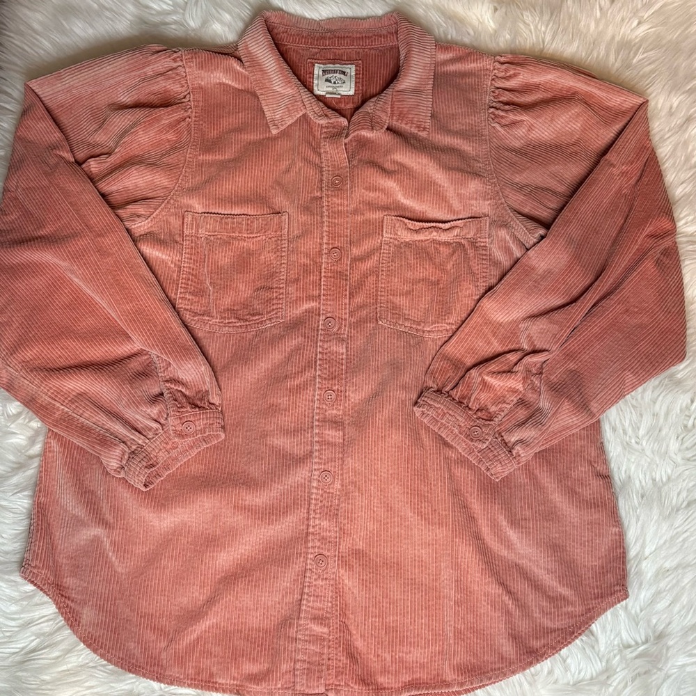NWOT American Eagle Light Pink Corduroy Button Down Shirt